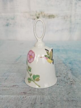 Porcelain Hand Bell with Hummingbird & Flower